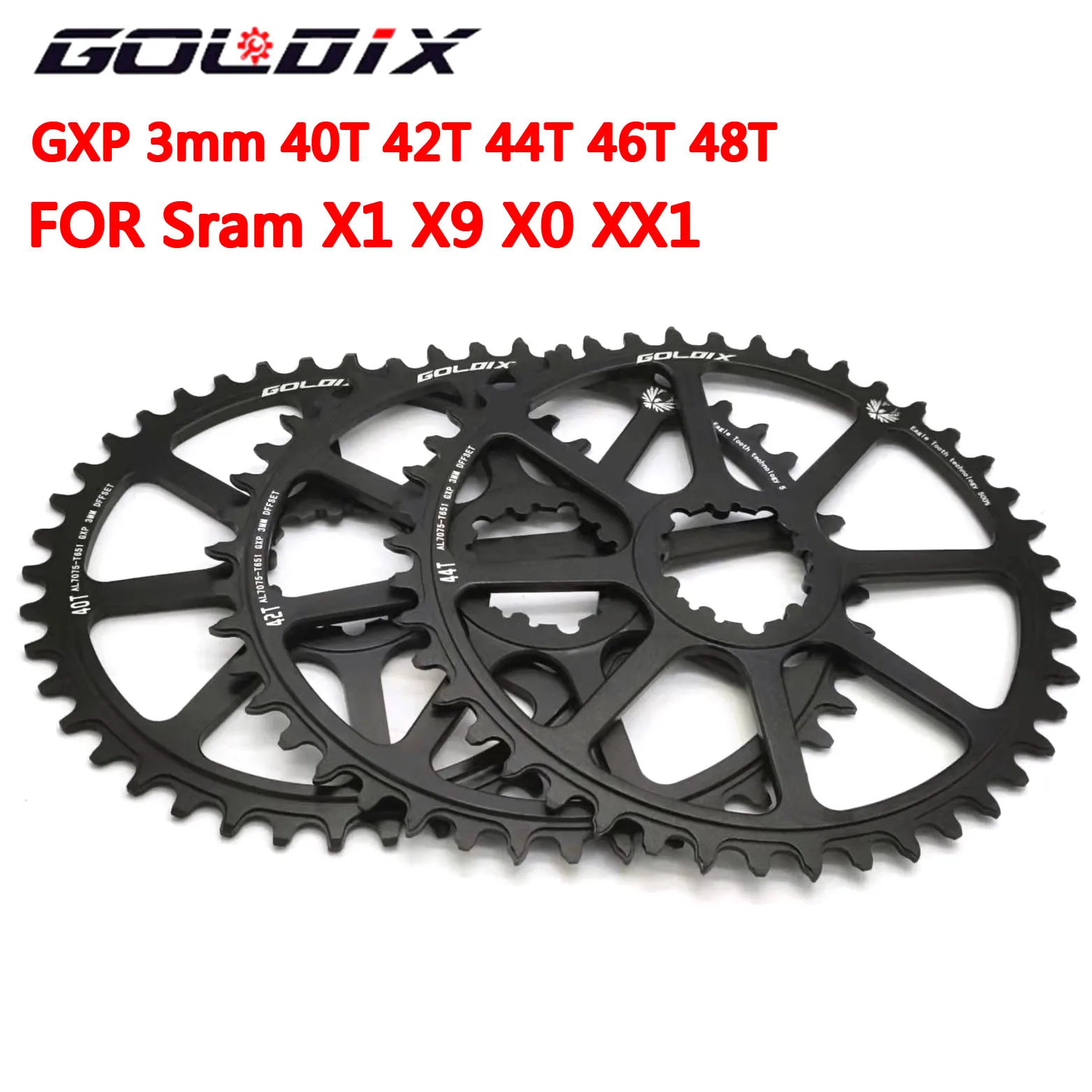 

for SRAM GXP Bicycle Chainring 3mm Offset 30T-48T MTB Narrow Wide Chainwheel for Sram 3 bolts XX1 GX X0 X9 crankset bike parts