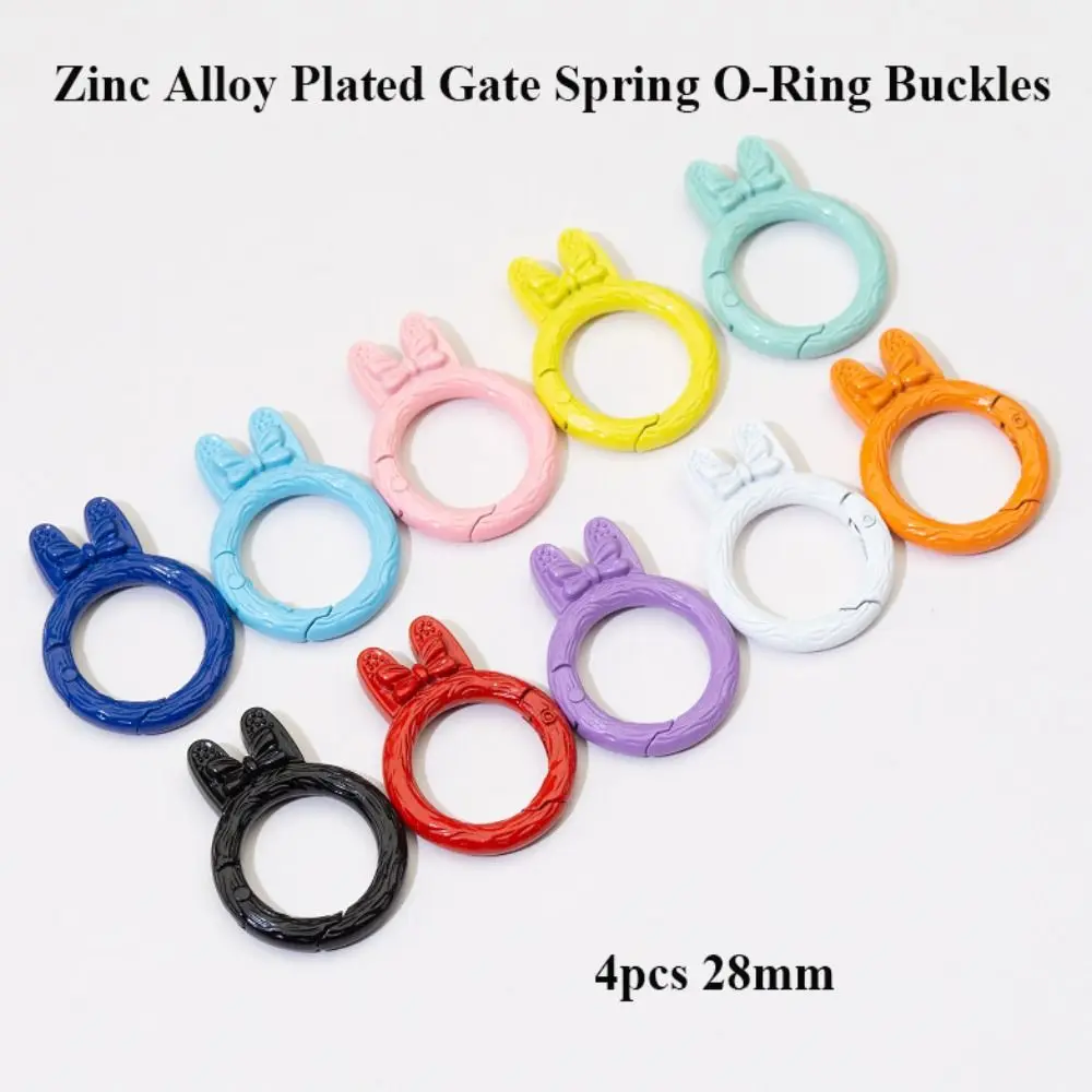 

4pcs 28mm Spring O-Ring Buckles High Quality Multicolors Rabbit Shape Snap Clasp Clip Zinc Alloy Hooks Purses Handbags