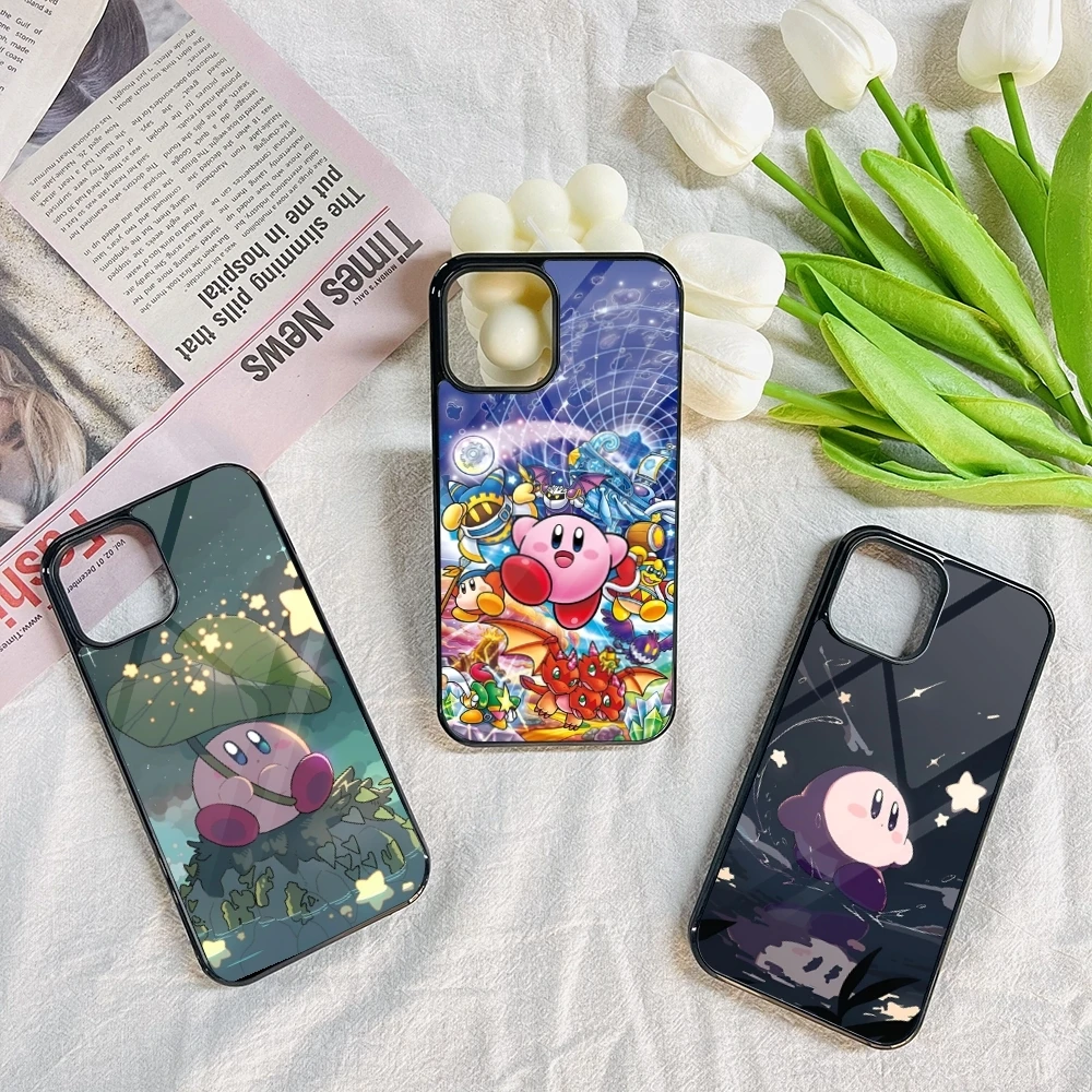Милый чехол для телефона с игрой K-kirby Iphone 16 15 14 13 12 11 Pro Max Mini 8 Plus Se Xr X Xs Fundas Shell PC + из