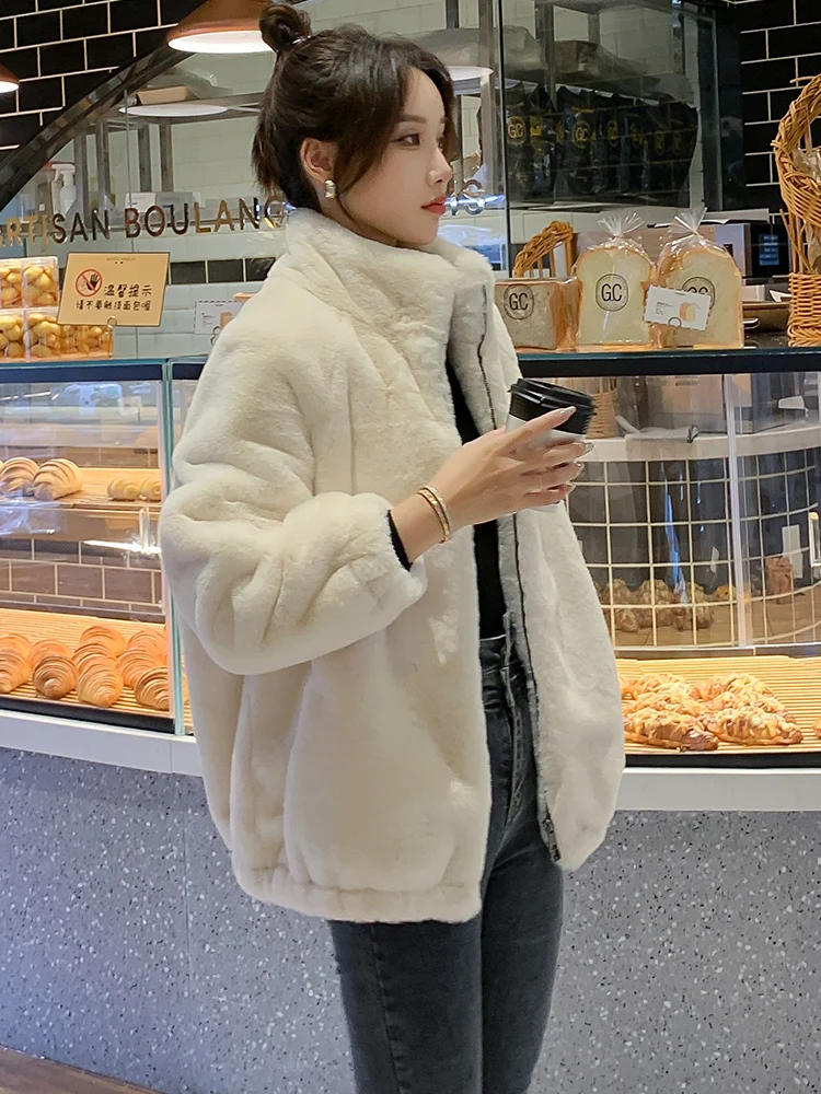 Grey Rex Rabbit fur coat women's short winter 2022 new thickened lamb fur coat women's winter simple