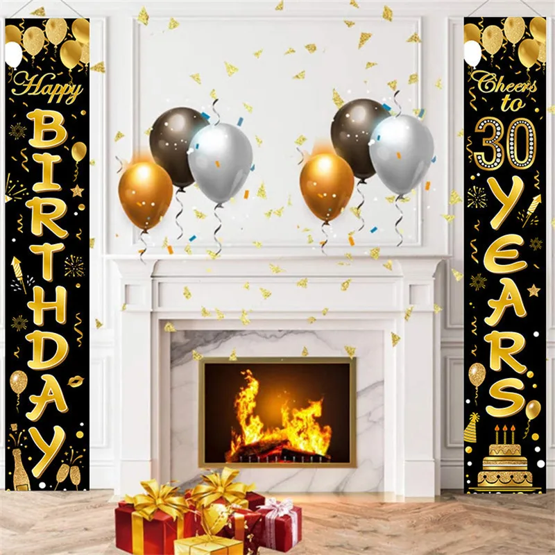 30 40 50 60 Happy Birthday Banner Background Cloth Decoration Party Decoration Disposable Tableware Set Bachelor Party Couplets