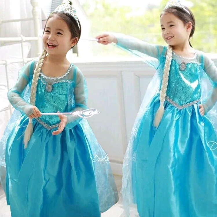 

Frozen Girls Princess Dress Kids New Toddler Party Long-sleeved Net Yarn Elsa Clothes Flower Girl Dresses Vestidos Para Niñas