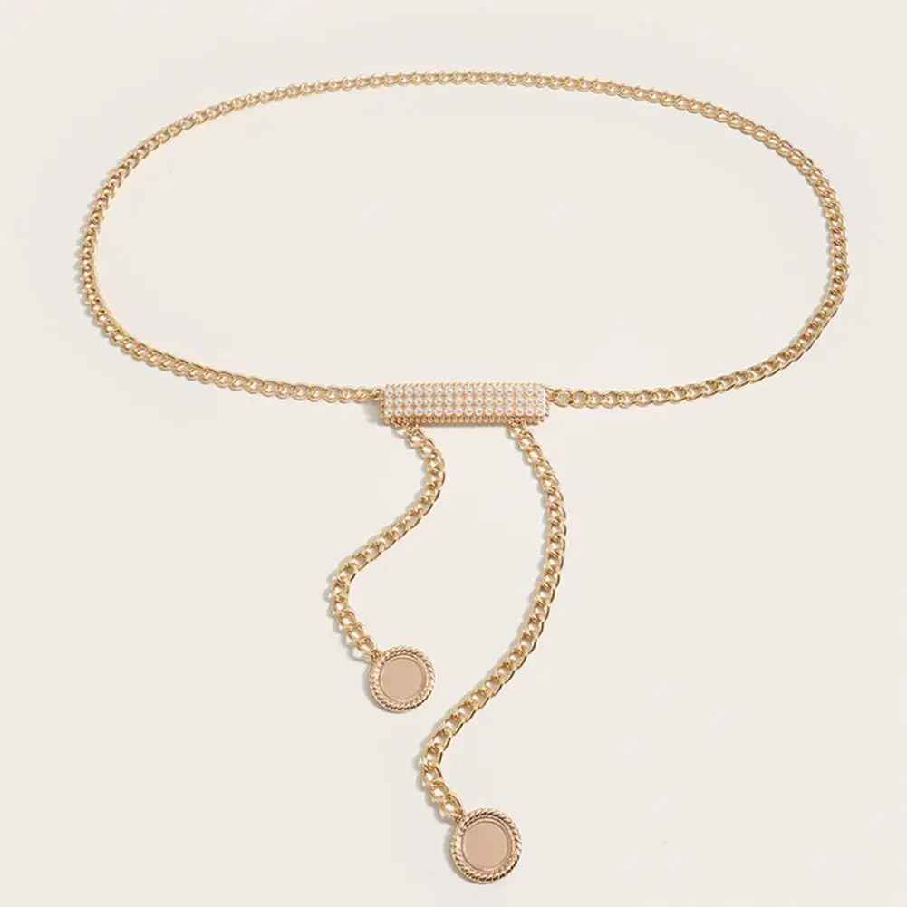 

Female Stylish Imitation Pearl Buckle Dress Belt Accessory Suits Waistband Chain Clothes Accessory