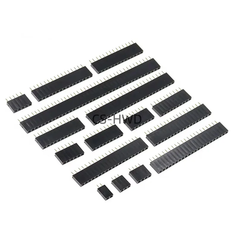 10PCS Single Row Pin Female Header Socket Pitch 2.54mm 1*2p 3p 4p 5p 6p 7p 8p 9p 10p 12p 14p 16p 18p 20p 22p 40p Connector