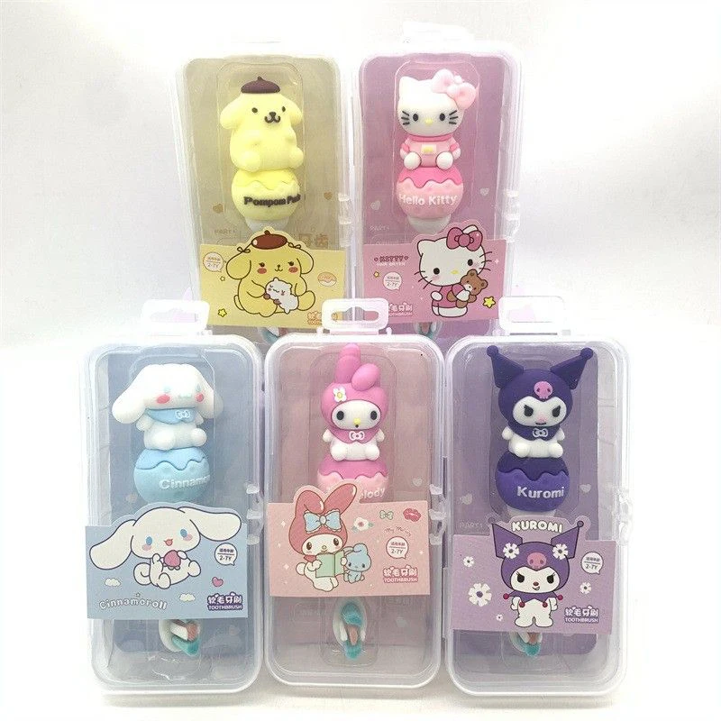 

Kawaii Sanrio Children Toothbrush Kuromi Cinnamoroll Anime Cartoon Cute Cartoon Students Soft Wool Protect Teeth Toys Girls