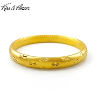 kissflower br83 fine jewelry wholesale fashion woman birthday wedding gift gypsophila round vintage 24kt gold bracelet bangle