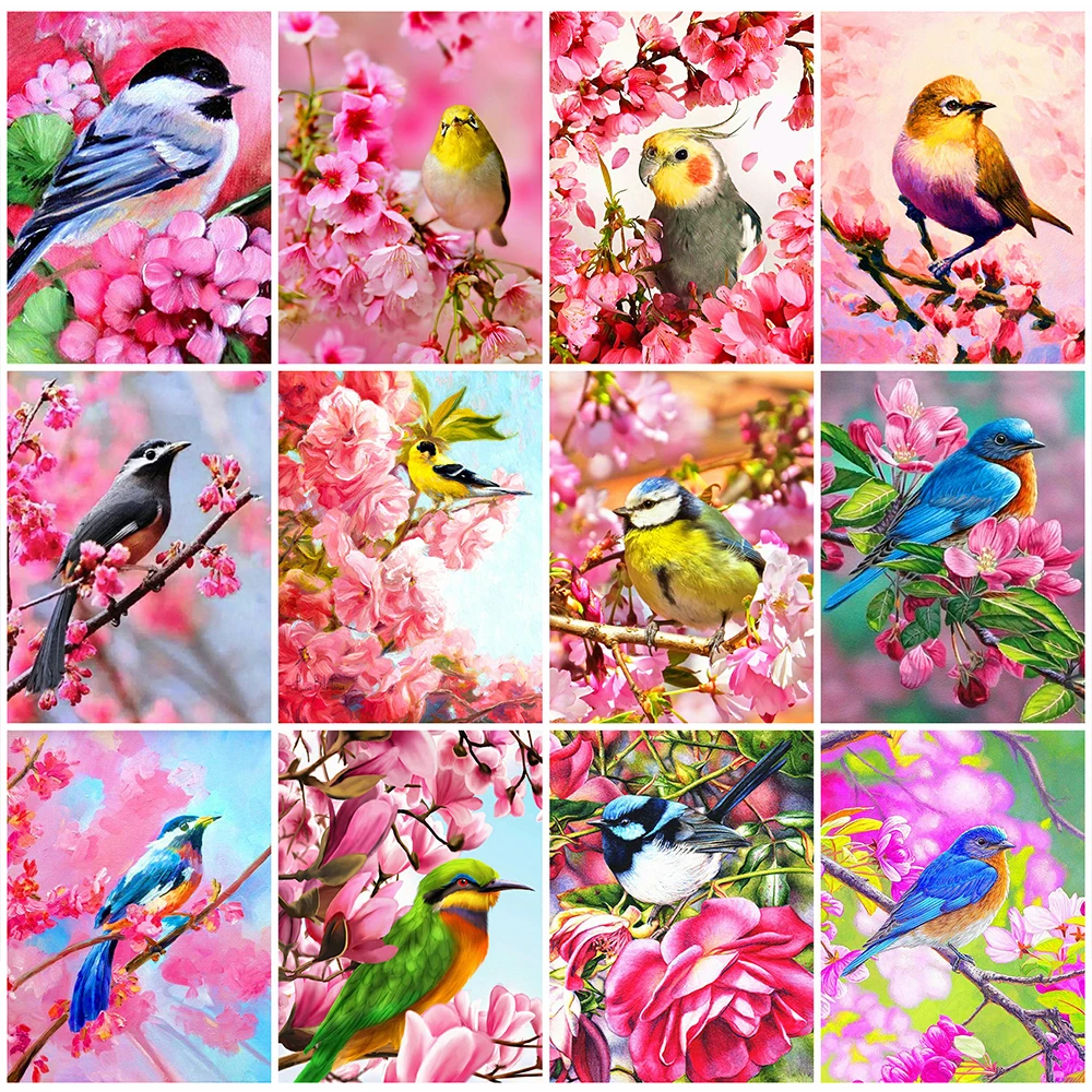 

EverShine Full Square Diamond Embroidery Bird Needlework Diamond Painting Animal Picture Of Rhinestones Mosaic Flower Wall Art