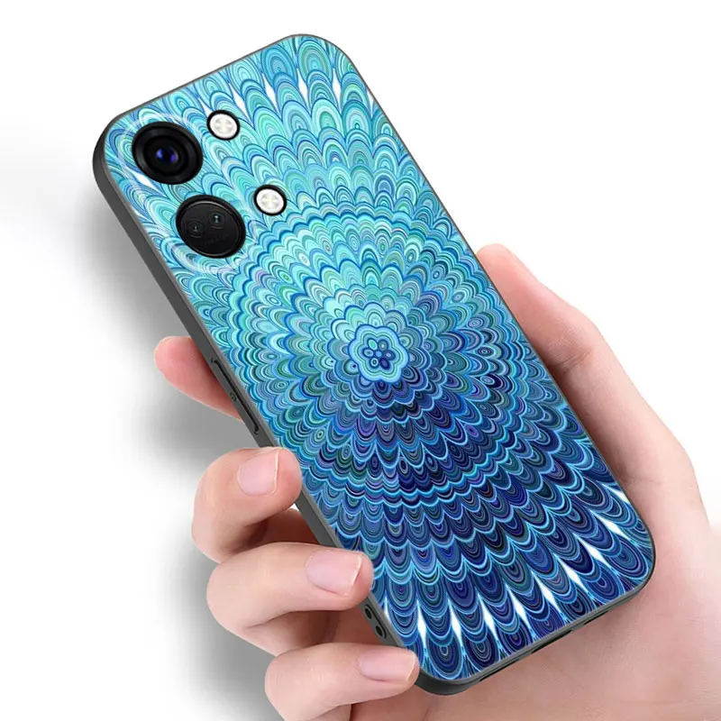 Мандала чакра Йога Черная силиконовая искусственная для OnePlus 10R 11R 12R ACE 2 3 Pro 2V 3V Nord