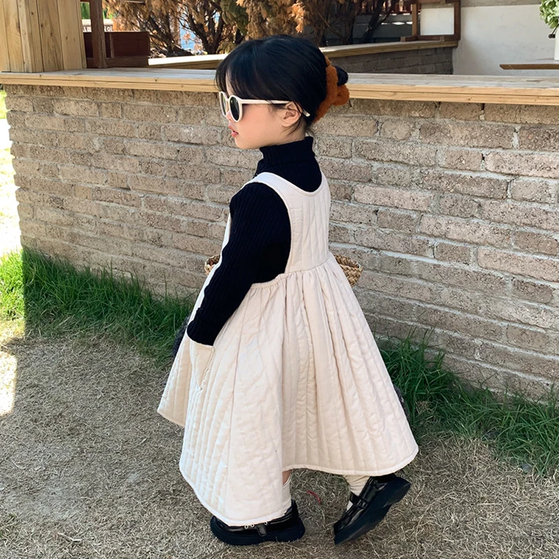 

Winter Autumn Girls Vest Dress Toddler Dress Baby Dress Kids Down Dress Children Clothes Sleeveless Cotton Padded Warm 2-7Y