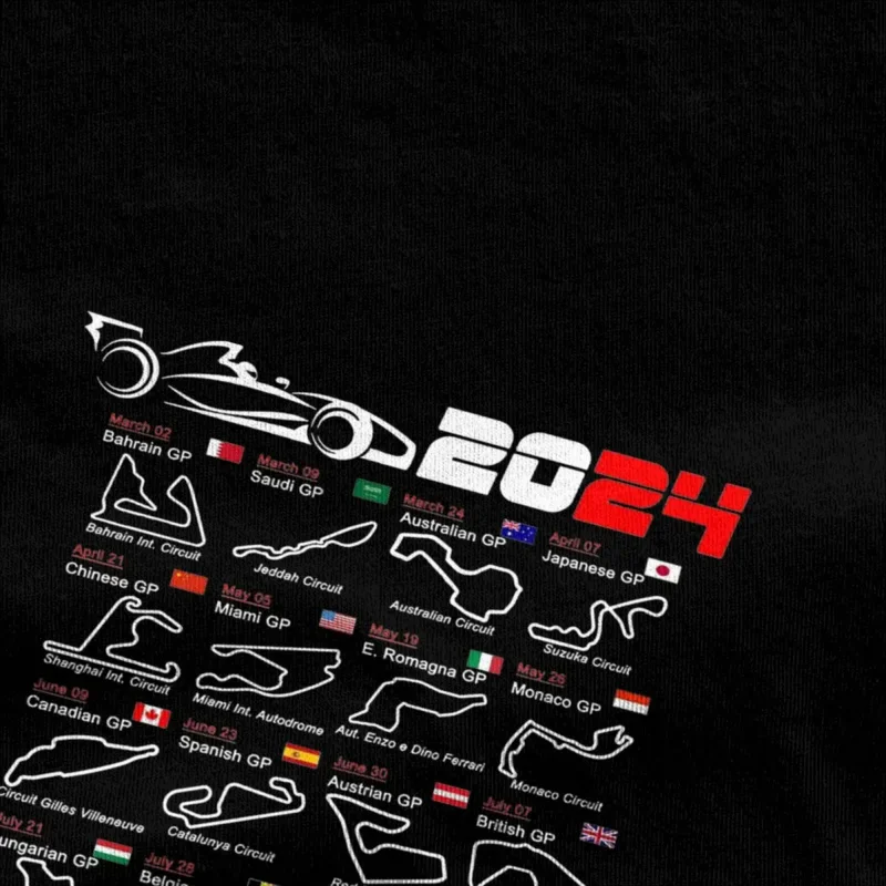Футболка Мужская/женская с надписью Формула 1 2024 и календарем гоночных