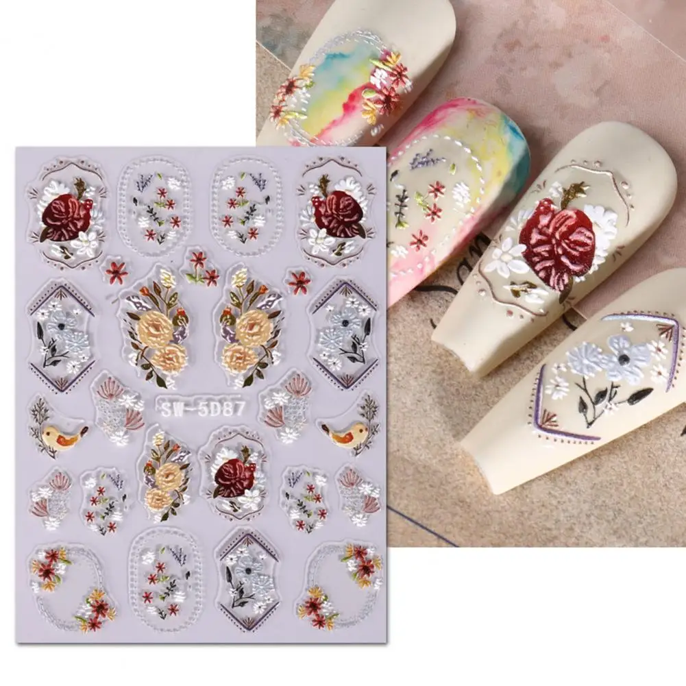 

Attractive Easy Paste Long Lasting Geometric Floral Nail Art Sticker Fine Craftsmanship Nail Decal Nail Salon Accessories