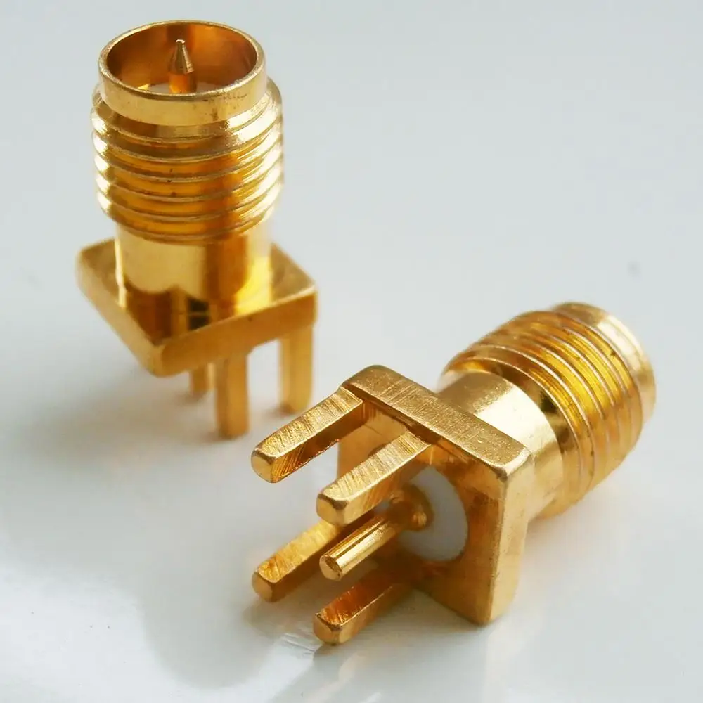 

1X Pcs RP-SMA RPSMA RP SMA Female Askew jack Center Solder PCB clip edge mount Brass Straight Coaxial RF Adapters