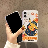 bandai cute pokemon transparent phone case for iphone 13 12 mini 11 pro max xs x xr 7 8 6 6s plus se 2020 pikachu clear funda