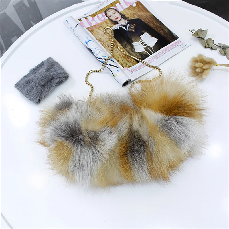 

Trendy Women's New Fur Bag Luxury Fluffy Fox Fur Handbag Fashionable Large Capacity Charm Women's Diagonal Straddle Fur Bag