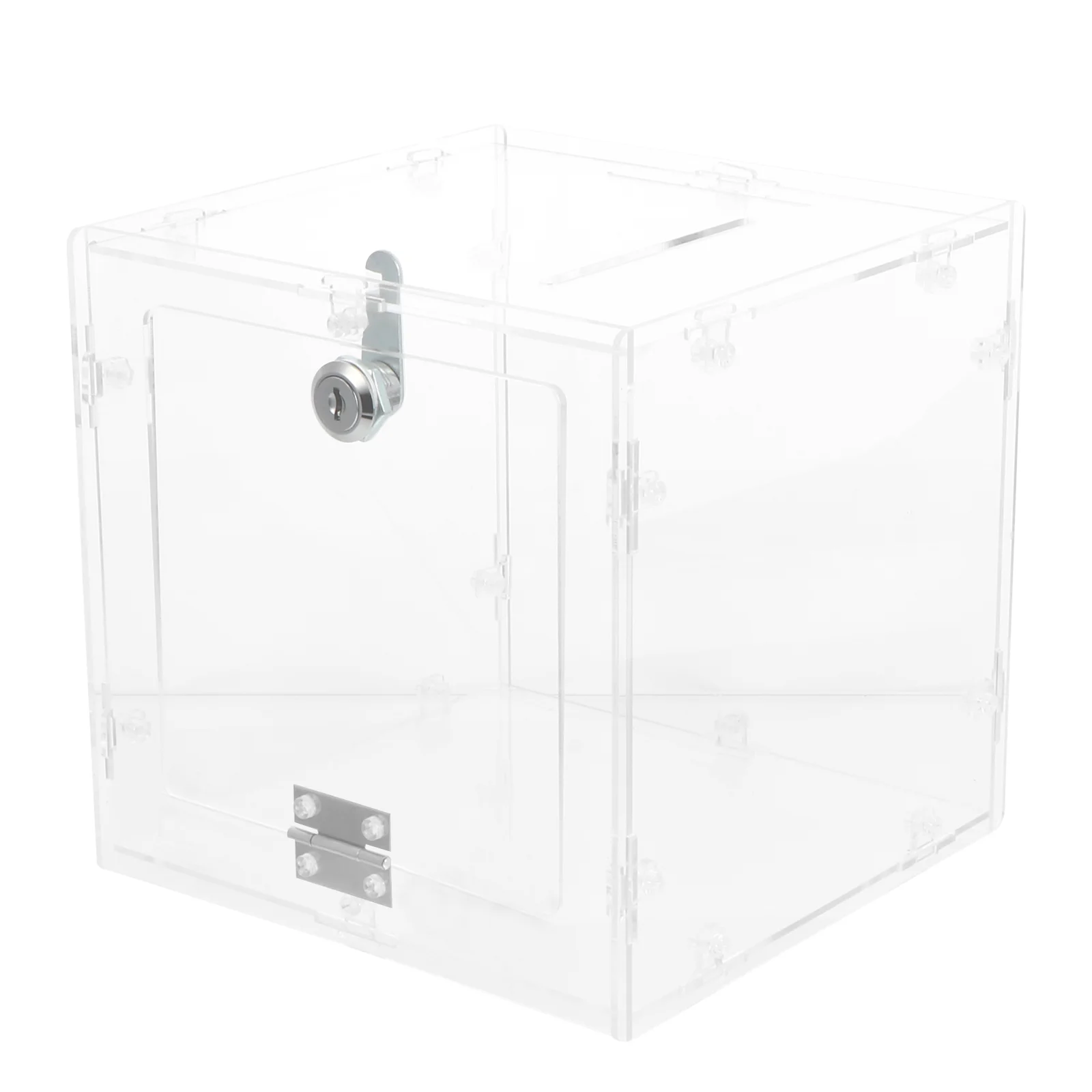 

Box Acrylic Clear Ballot Donation Suggestion Ticket Lock Raffle Display Charity Collection Transparent Cube Voting Lottery