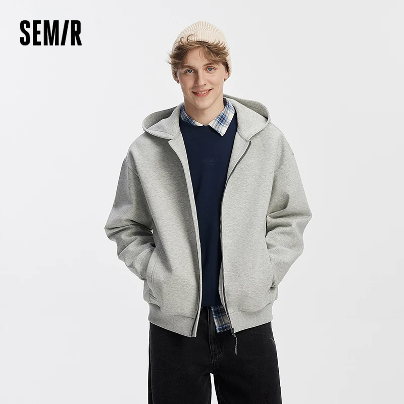 Фото Мужская куртка Semir: вязаная, с капюшоном, из мягкого хлопка, осенняя, свободного кроя, базовая, повседневная, в стиле унисекс, легкая верхняя одежда, универсальный топ на каждый день №1