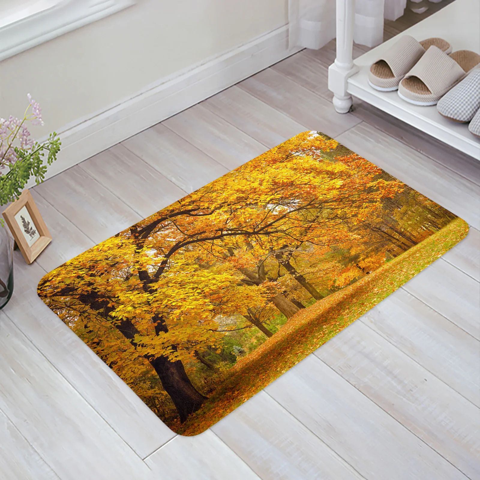 Осенний желтый Придверный коврик с Кленовым листом, нескользящий коврик для ванной, коврик для дома, входа, пола, коврик для гостиной, балкон...