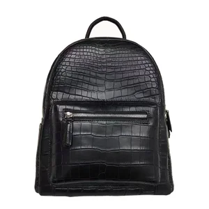 Crocodile Skin Black Backpack Women's Leisure Fashion Trend Luxury Designer Handbag Fashionable School Bags For Teenage Girls