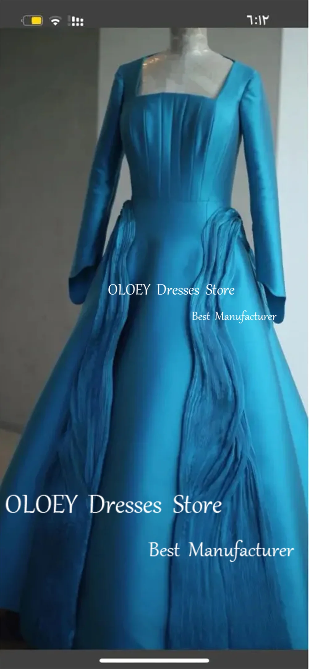 

OLOEY, современные синие вечерние платья с длинным рукавом и квадратным вырезом, плотные атласные платья Дубая, арабские официальные платья для выпускного вечера