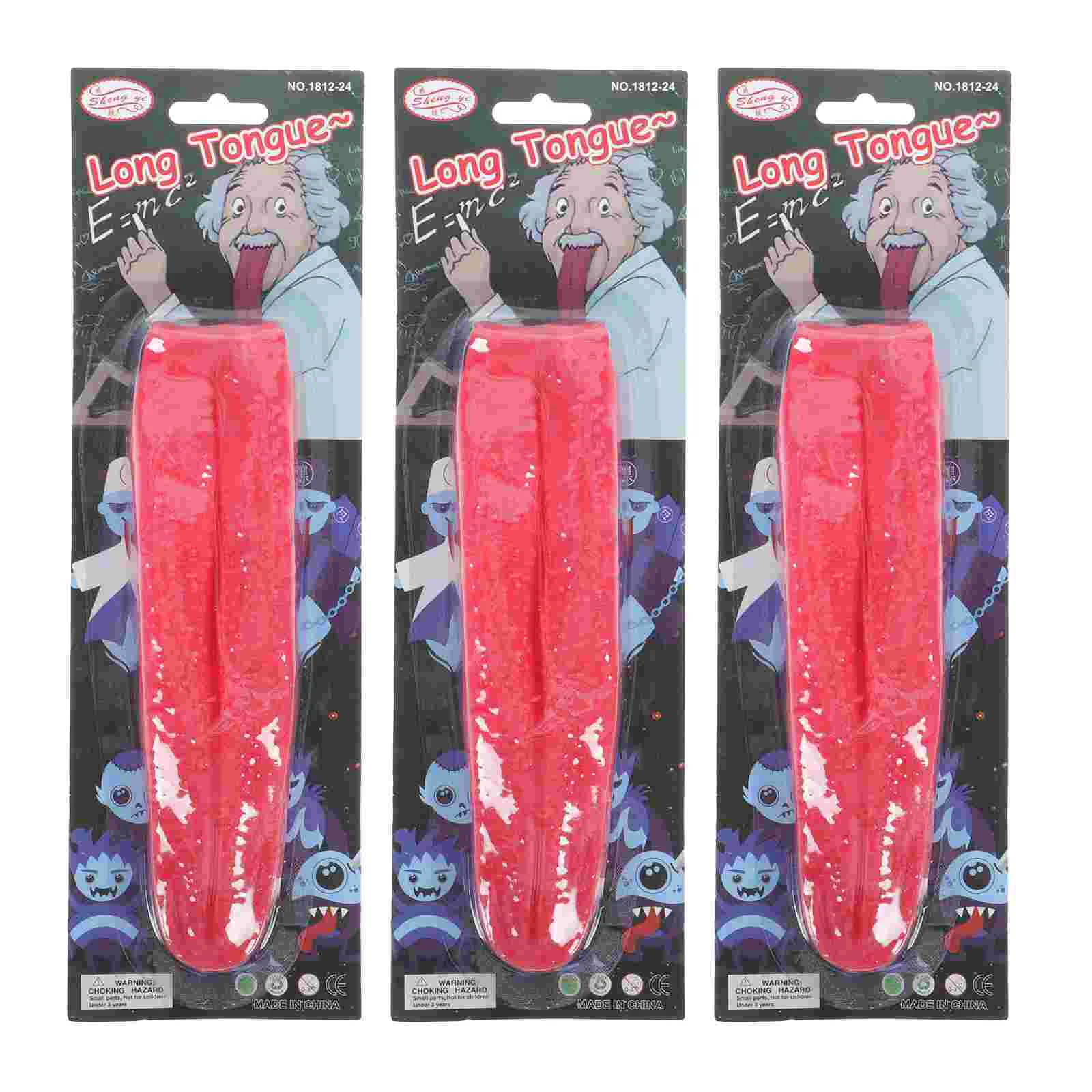 

3 Pcs Artificial Red Long Tongue Prop Simulation Pattern Haunted House Party Costume Rubber Creative Cosplay Hallowmas Festival