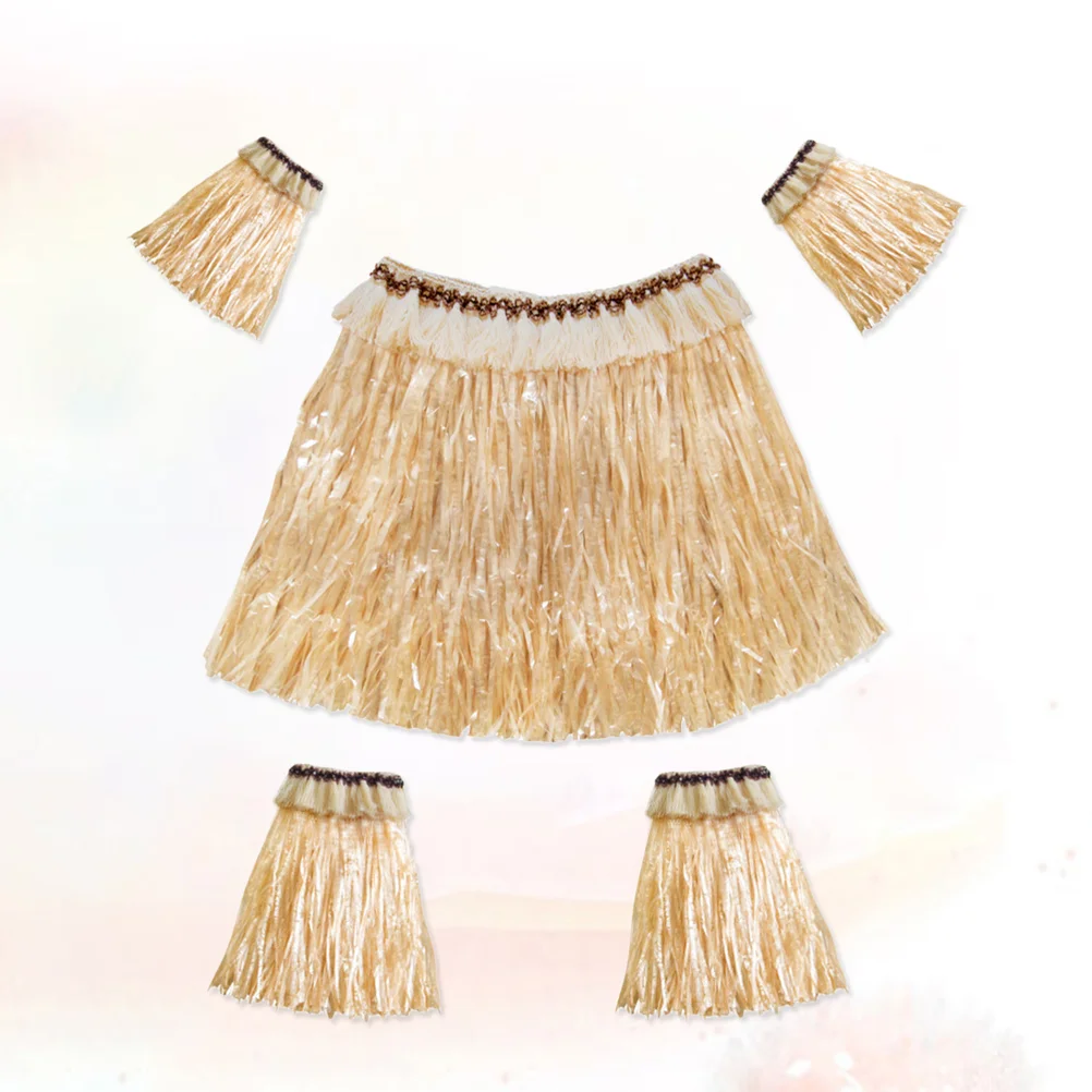 

Skirt Grass Hawaiian Skirts Hula Luau Costume Party Adult Straw Adults Hawaii Outfits Men Paper Leaf Set Kids Dance Tassel Rafi