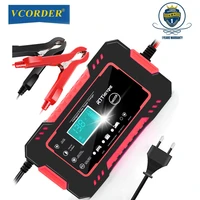 VCORDER 12V Full Automatic Car Battery Charger 100Ah Motorcycle Battery Charger For Lead Acid AGM Gel Digital LCD Display
