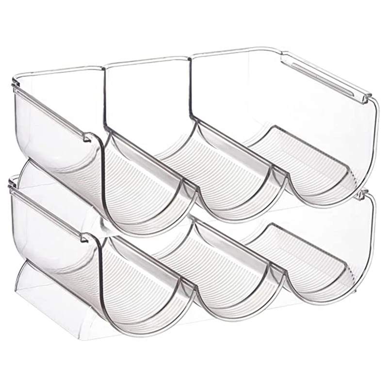 

4Pcs Plastic Stackable Water Bottle Holder Bin - Storage Bins - Wine And Water Bottle Organizer Stand B