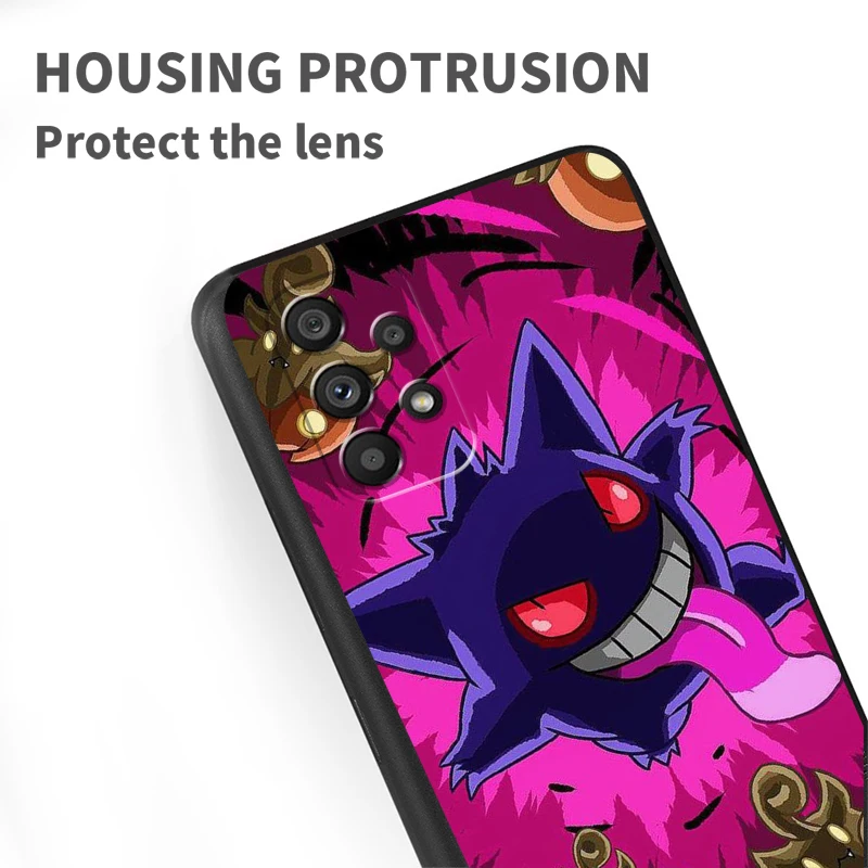 P-Pokemons G-Gengguis мультфильм для Samsung A53 A52 A33 A32 A51 A71 A21S A13 A73 A55 A22 A23 A35 A72 A54 A12 5G черный