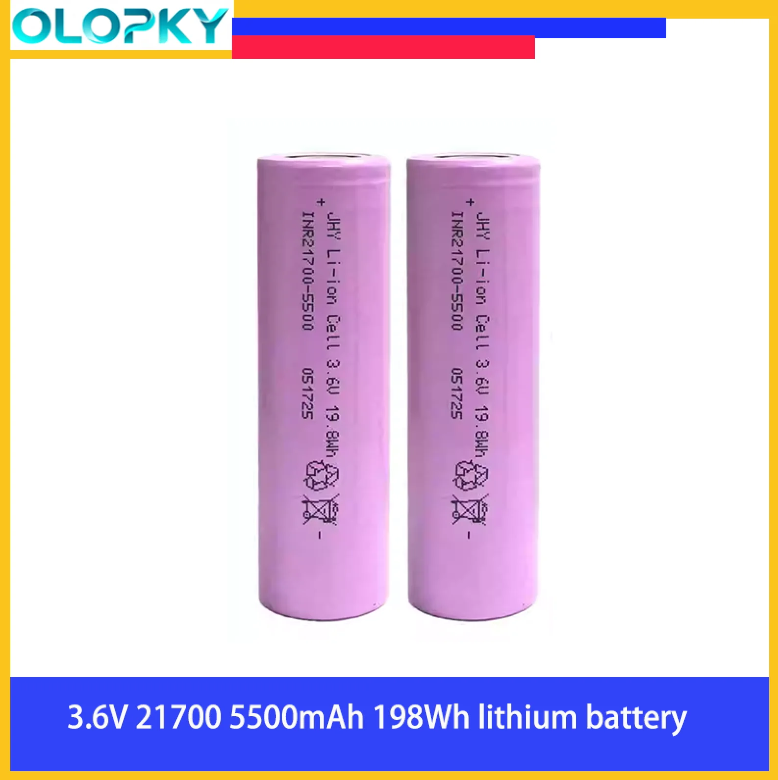 Фото Аккумулятор 3.6V-5500mAh 21700, перезаряжаемая литиевая батарея, подходит для налобных фонарей, бритв, электрических игрушек, электроинструментов. №3
