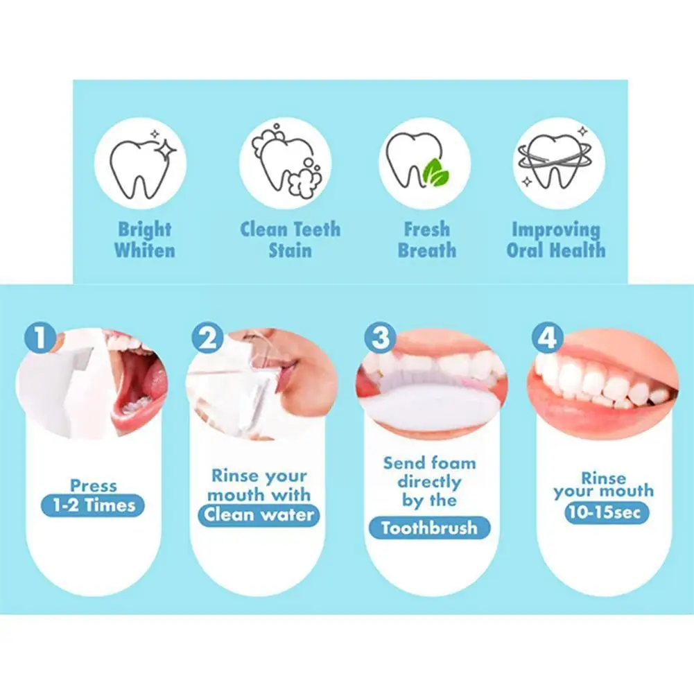 

60ml Toothpaste Tooth Whitening Cleaning Mousse Remove Teeth Stains Breath Tool Care Bright Dental Odor Plaque F1j7