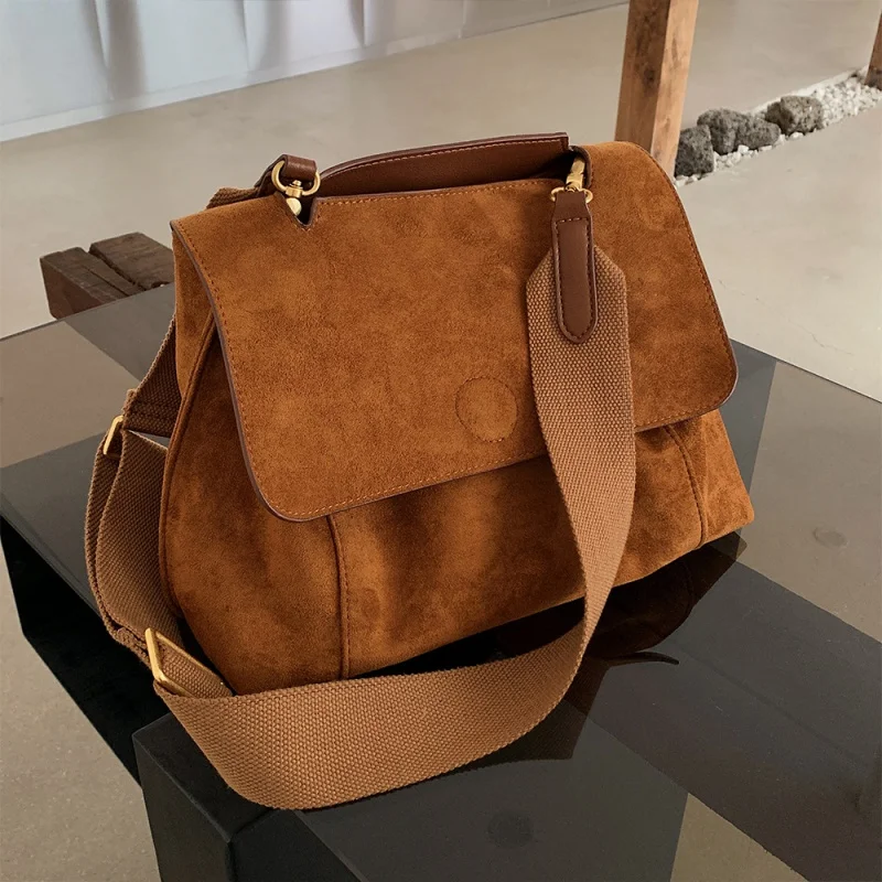 

Retro Corduroy PU Leather Luxury Handbags Women Bags Designer Big Capacity Female Shoulder Bag Wide Strap Travel Messenger Bag