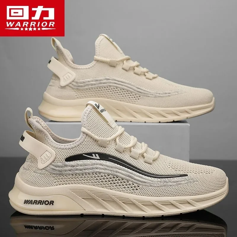 

WARRIOR 2023 New Men Fashion Sneakers Breathable Casual Running Shoes Anti-Slip Shock-Absorbing Knit Walking Shoes