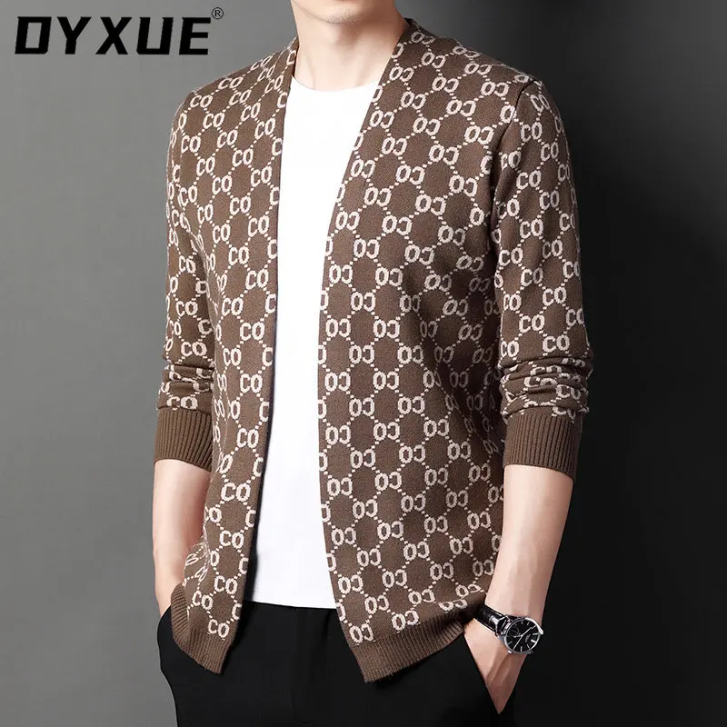 

High-quality Cardigan Man Classic Thick Sweaters Jacquard Weave Men's Winter Sweater Business Korean Long Sleeve Soft Casual New