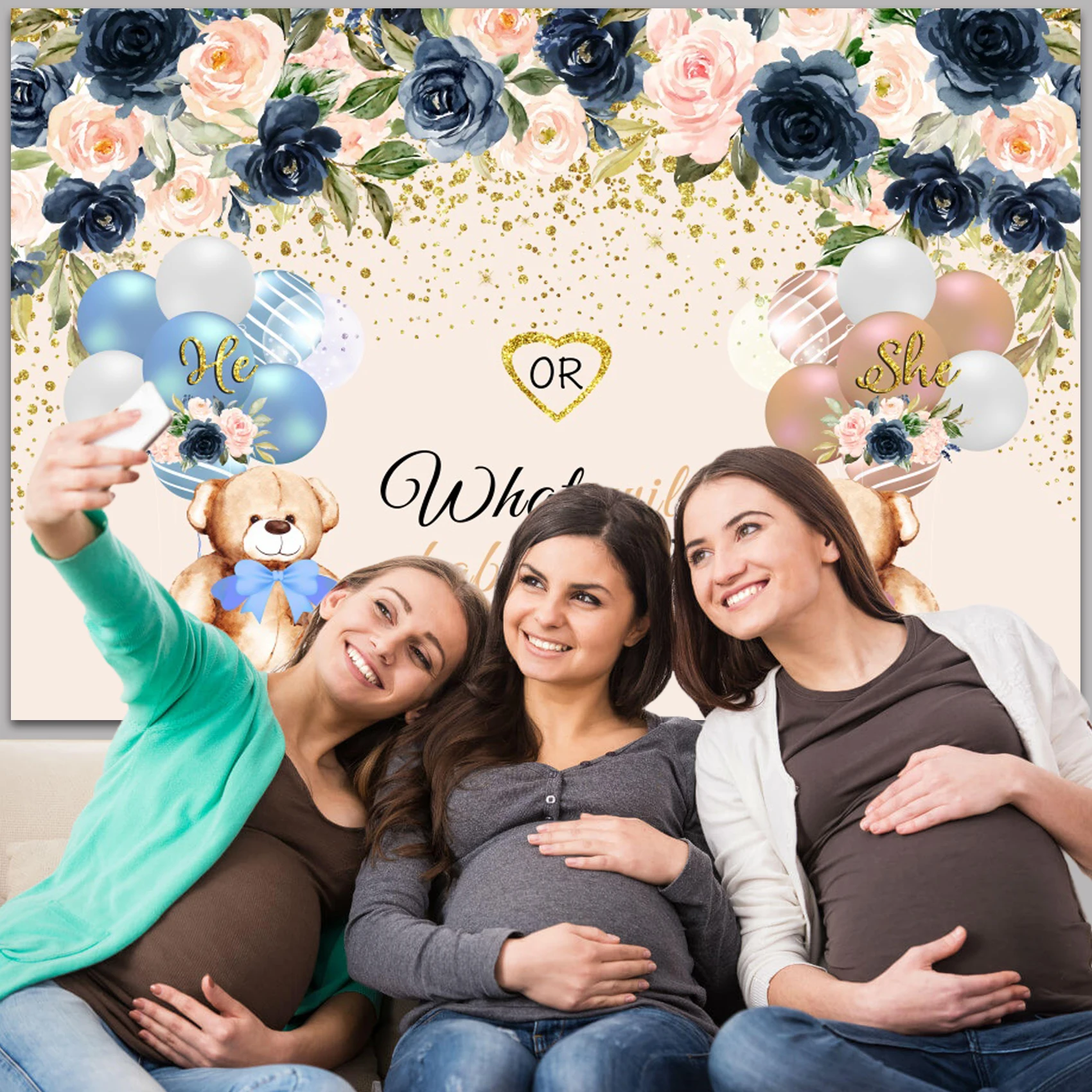 Фон для фотосъемки новорожденных мальчиков и девочек с изображением пола