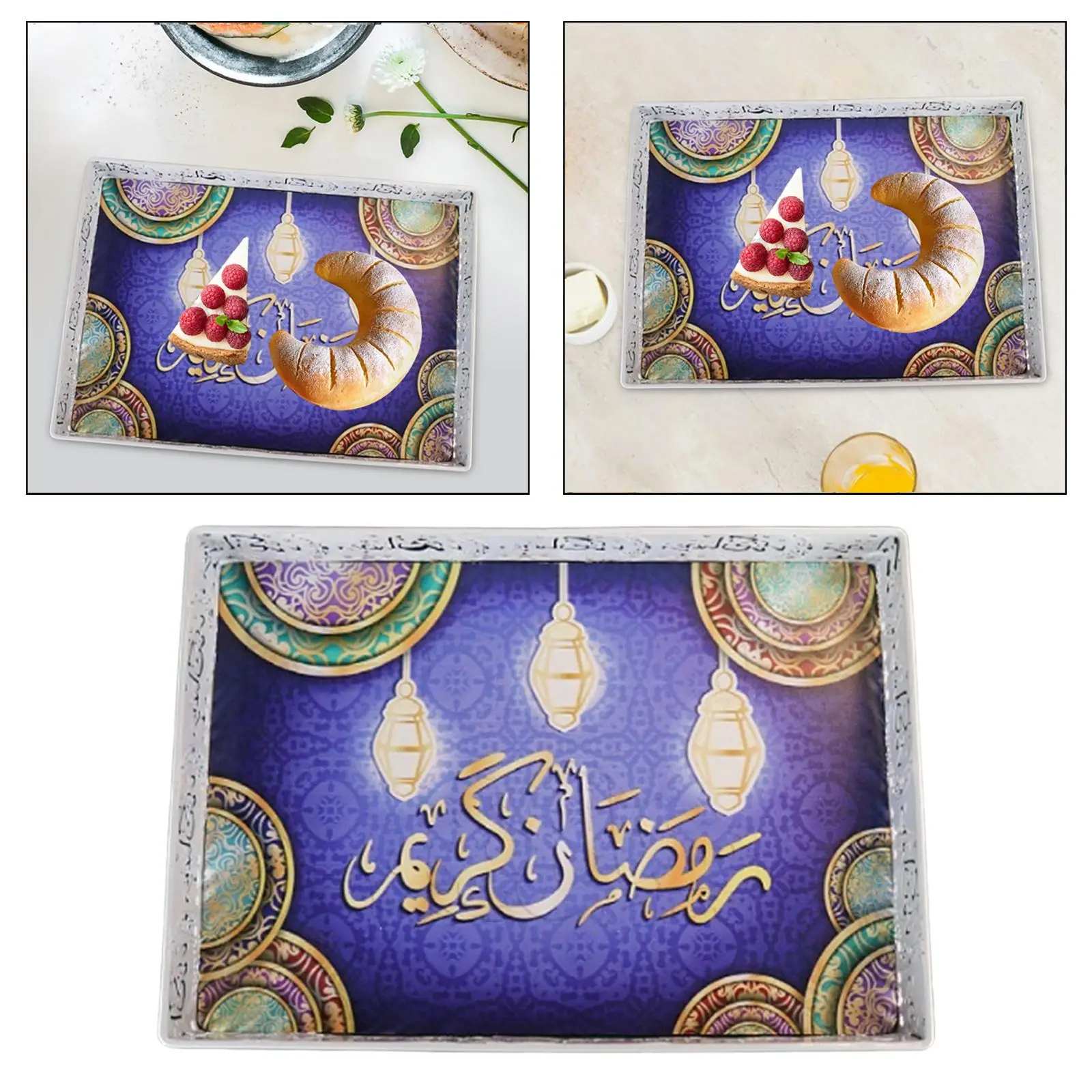 

Сервировочные лотки Eid Mubarak, украшение для дома, органайзер, лотки, мусульманская обеденная тарелка для настольных мероприятий, украшение для новоселья, семейный мусульманский Рамадан