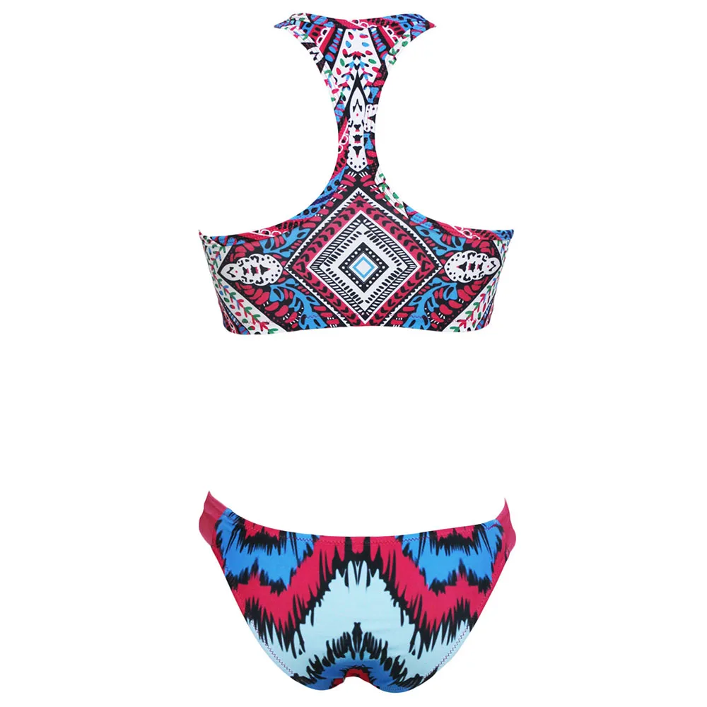 Женский купальник с принтом бюстгальтер цветочным пляжная одежда бикини из двух