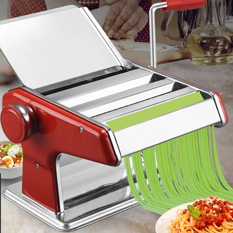 

Stainless Steel Manual Linguine Pasta Maker Noodle Spaghetti Press Machine Cutter Dough Sheeter Ravioli Dumplings Shell Mold