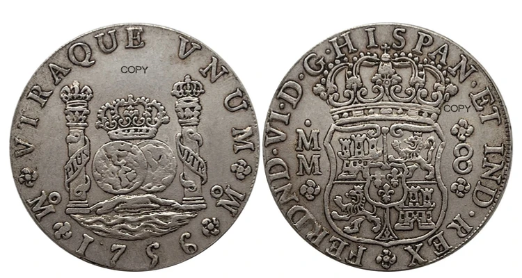 

Копия мексиканской серебрянной монеты 8 реалов Фернандо VI 1756 года