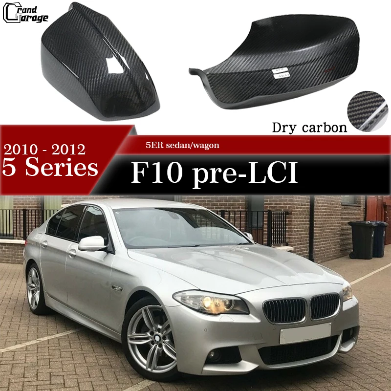 

100% Carbon Fiber CF Stick-on Rearview Door Mirror Cap Cover Case Shells for BMW F10 Pre-LCI 5 Series 4-Door Sedan 2010 - 2012