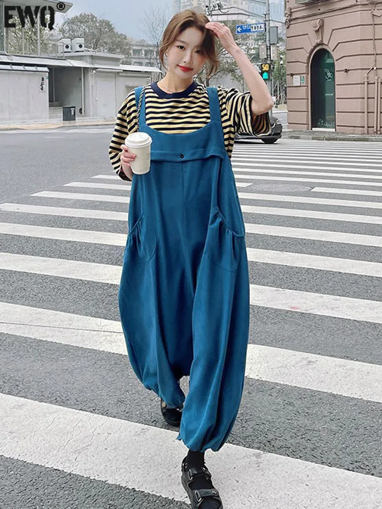 [EWQ] Модный милый и удобный Свободный комбинезон с широкими штанинами Женские