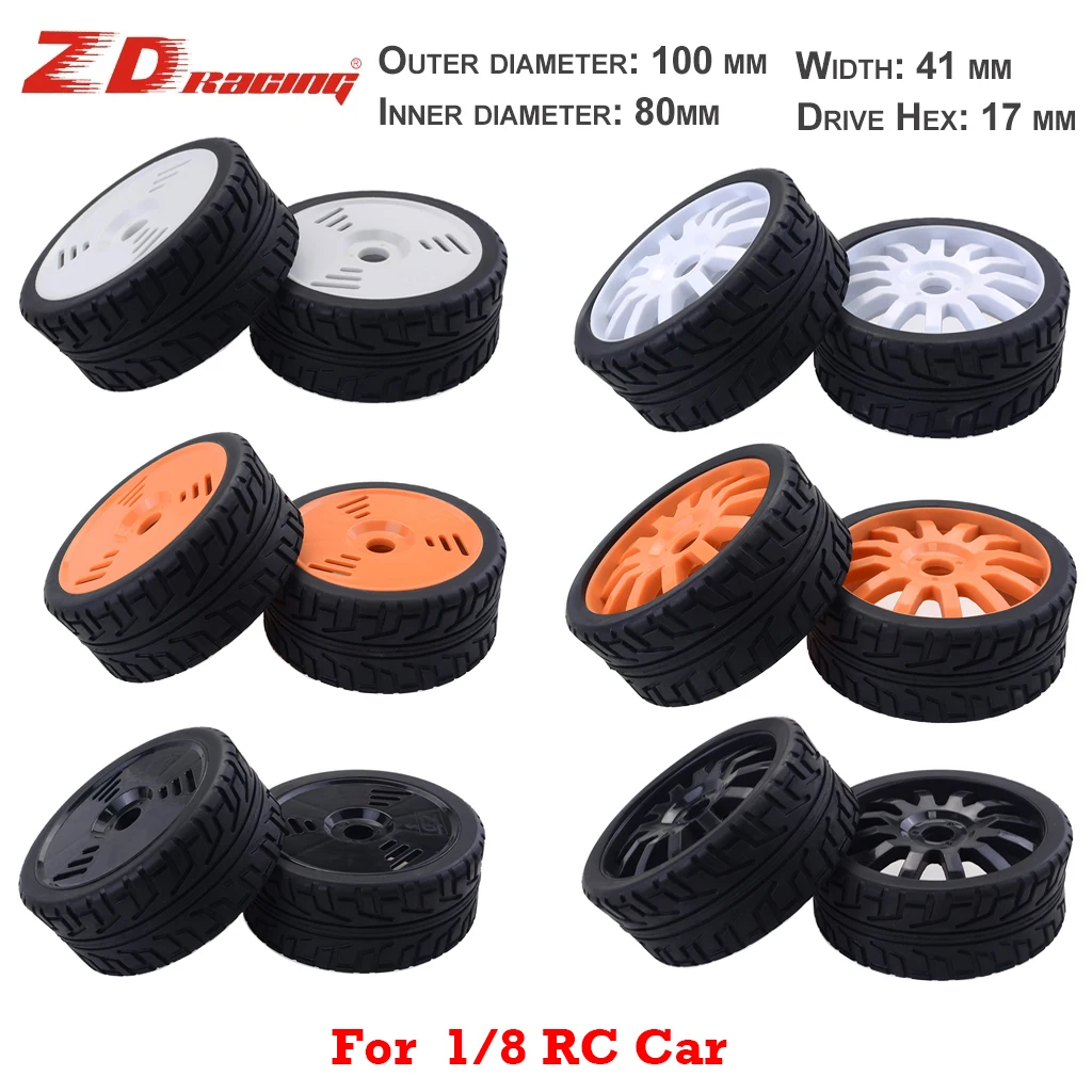 

ZD Racing 2 шт. 100*41 мм 1/8 Резиновые Колесные шины для гоночных автомобилей на радиоуправлении 17 мм Hub Hex для 1/8 RC Car обновленные запасные части