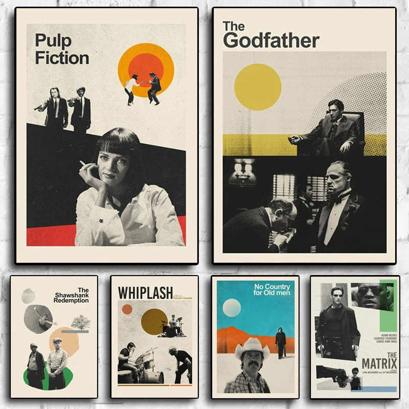 Винтажный скандинавский постер фильм Криминальное чтиво Шоук сокращение холст