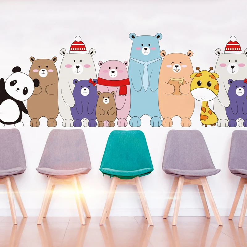 

[shijuekongjian] Bear Animals Wall Stickers DIY Kids Rooms Wall Decor Decals for Baby Bedroom Children Nursery Home Decoration