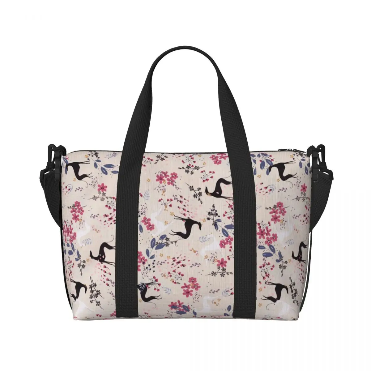 Большая большая сумка-тоут с борзой и цветком любви женская животными уиппет