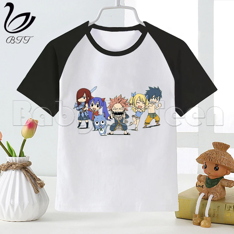 Fairytail Japanese Famous Anime Fairy Tail Cartoon Cute Print T-shirt Girls/Boys Funny Baby Clothes Summer Short Sleeve Tshirt