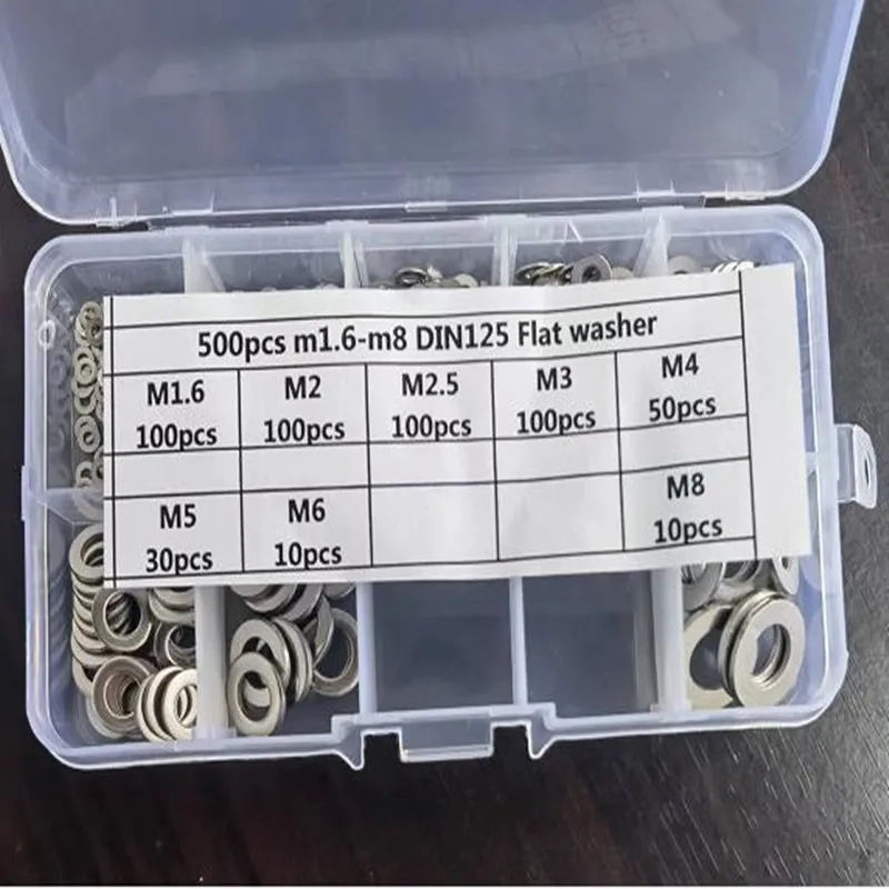 

Комплект уплотнительных прокладок из нержавеющей стали, 500 шт., шайба M1.6 M2 M2.5 M3 M4 M5 M6 M8, отстойное масло для общего ремонта, набор уплотнительн...
