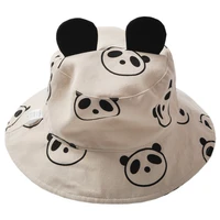 2022 cute cartoon panda baby hat with ear kids bucket hat spring autumn cotton summer baby girl sun hat kids fisherman cap