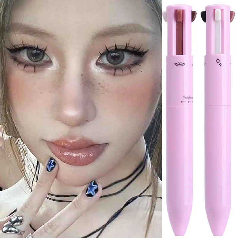 Makeup 4 In 1 Waterproof Drawing Lip Liner Eyebrow Eyeliner Pen Easy Color Cosmetic