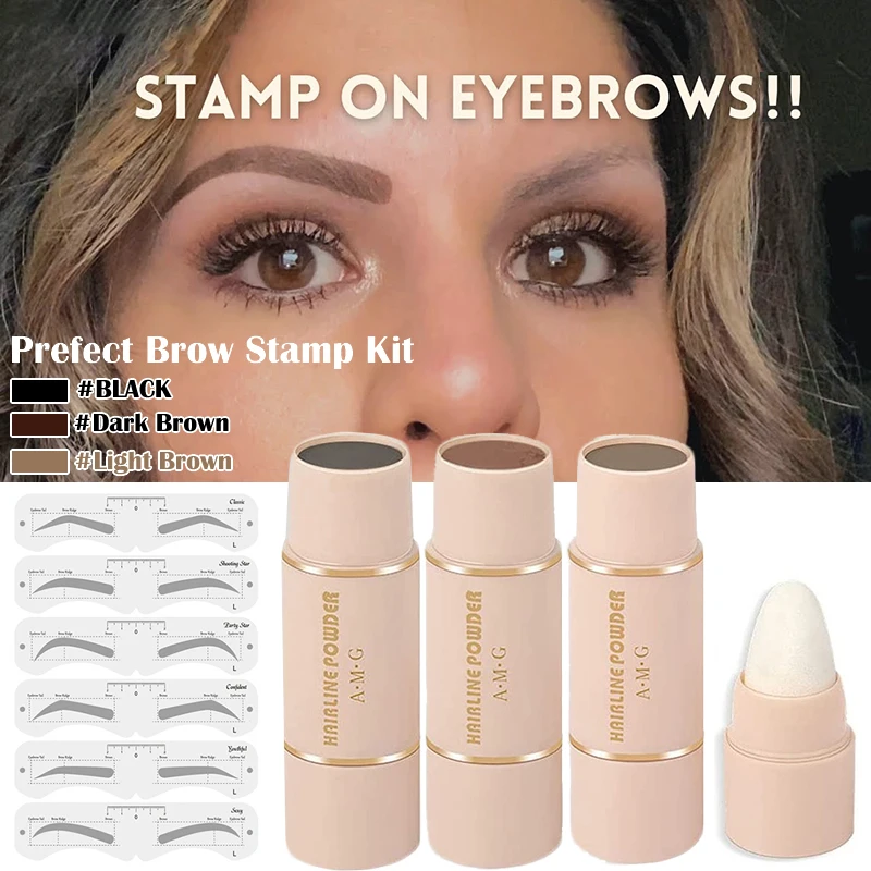 

New Eyebrow Stamp Kit 6 Kind Eyebrow Stencil Shaping Makeup Kit Perfect Eyebrows in Seconds Waterproof Definer Brow Powder