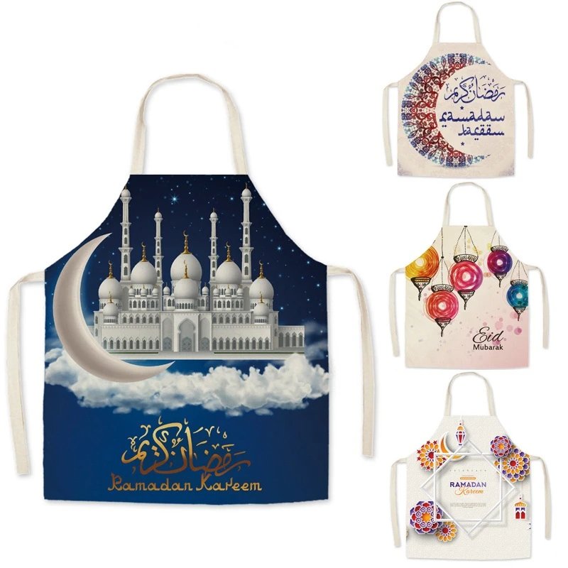 

фартук для кухни для дома и кухни для парикмахеров Принадлежности для выпечки, фартук из хлопка и льна с узором Рамадан, кухонные и мужские Б...